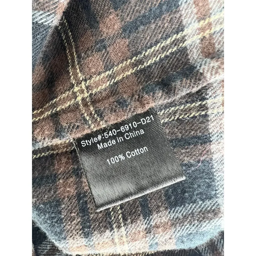 Jenni Kayne Classic Plaid Flannel Shirt Brown and Black Cotton - Picture 10 of 10